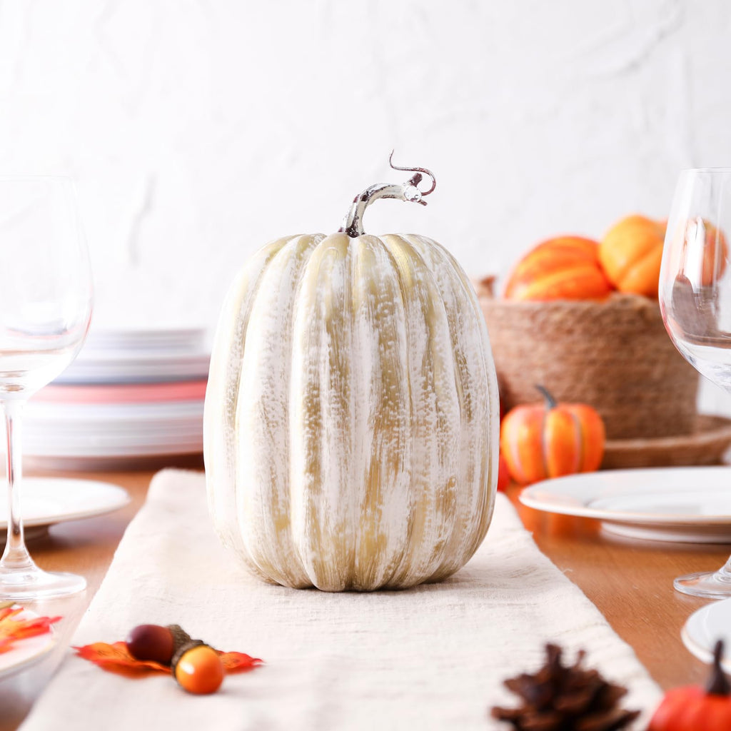 8 Inch Large Artificial Pumpkins DIY White Decorative Foam Pumpkins Cute Fake Pumpkins for Hallween Autumn Harvest
