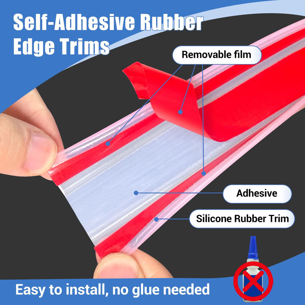 Clear Rubber Edge Trim, Size 3/4"(19mm), Fit 11/16"-13/16"(18-20mm)