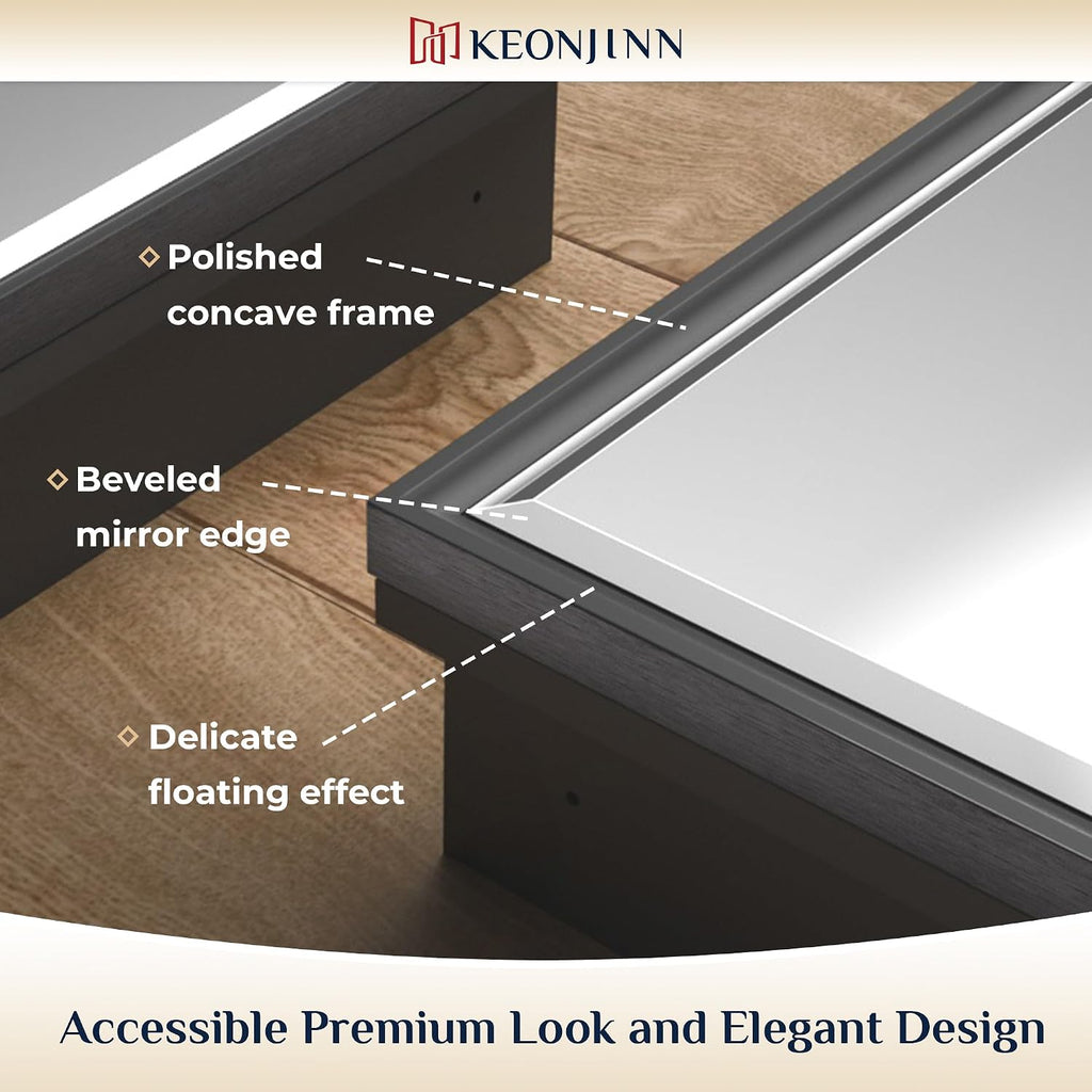 16" x 24" Bathroom Medicine Cabinet with Mirror, Black, Assembled | Adjustable Shelves, Aluminum Framed, Recessed or