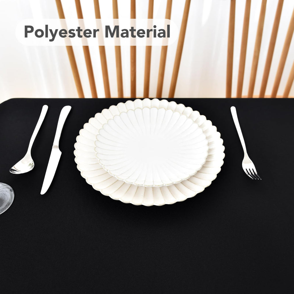 Black Oval Tablecloth 60x84 inch, Heavy Duty Polyester Fabric Table Cloth, Reusable Washable Solid Table Cover for