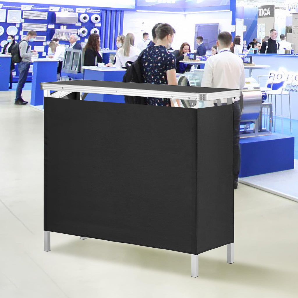 Folding Portable Bar Table, Tradeshow Podium Table for Indoor, Outdoor, Party, Picnic, Exhibition, Includes Carrying