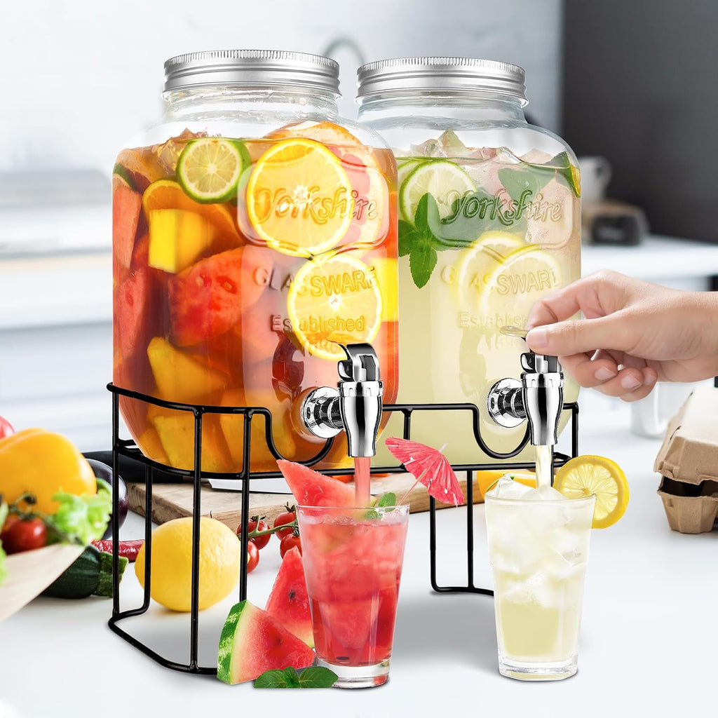 Gallon For Parties,Lemonade Beverage Dispenser With Stand And Spigot For BBQ, Picnic, Party,Laundry Detergent - Set of 2