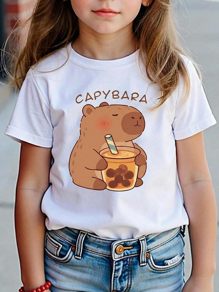 Girl's Cute Capybara T Shirt Graphic Tees Clothes