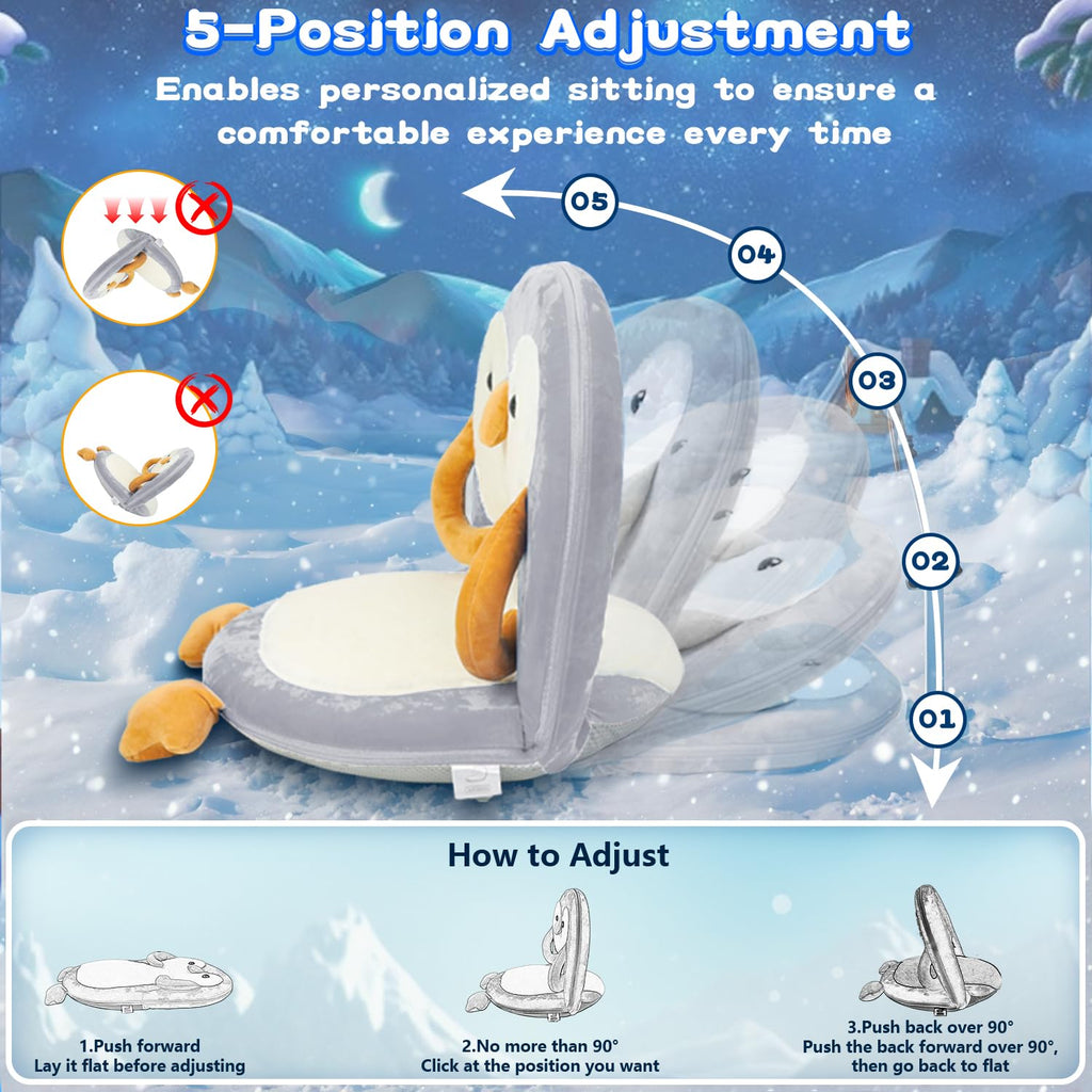 Floor Chair for Kids, Penguin Floor Seating with Back Support 5 Adjustable Position Ideal for Reading Gaming