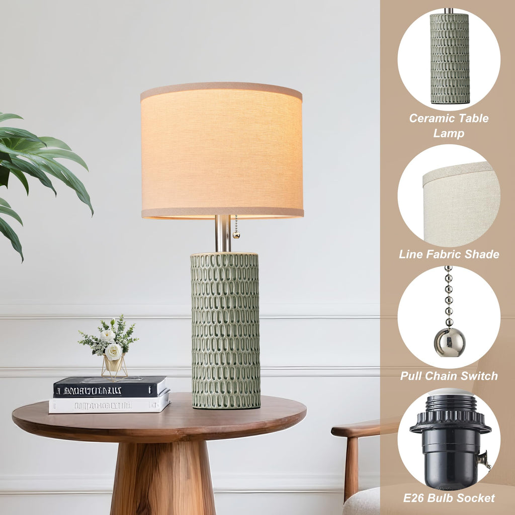 20.5"Modern Ceramic Table Lamps Set of 2, Green