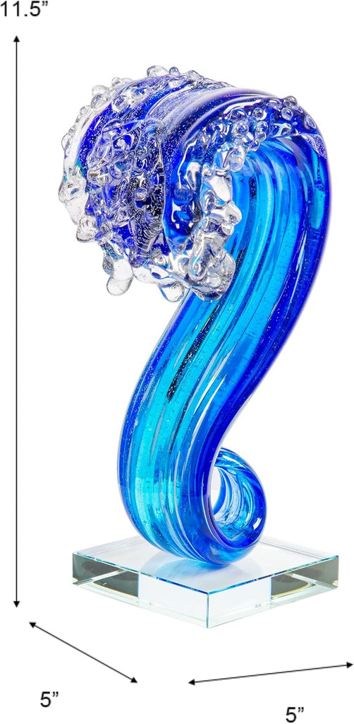 AS15206 Pacific Wave Art Glass Sculpture, Blue