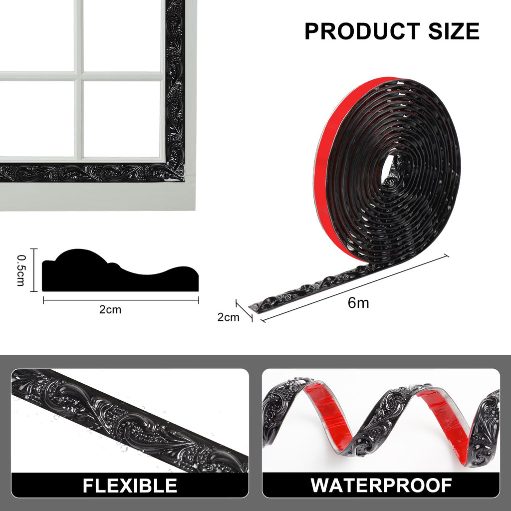 238 Inch Peel and Stick Wall Molding Vintage Pattern,Flexible Self Adhesive Molding Trim for Walls,Peel and Stick
