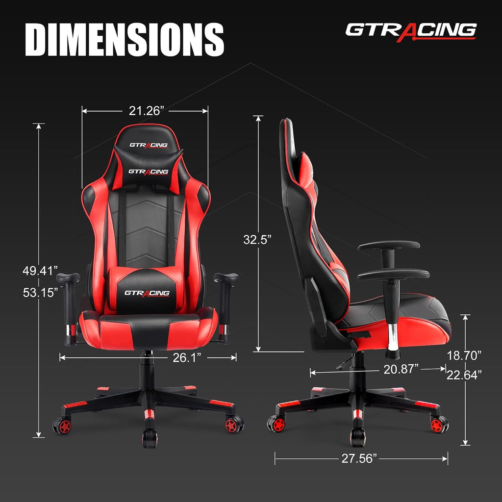 Gaming Chair Racing Office Computer Ergonomic Video Game Chair Backrest and Seat Height Adjustable Swivel Recliner