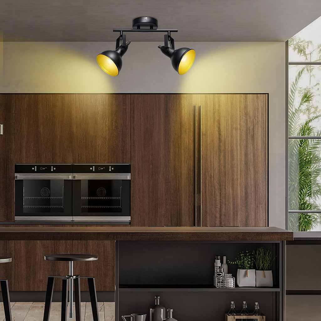 Industrial Track Lighting Ceiling, Black Gold Spotlight, E12