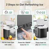 Countertop Ice Maker with Handle, 26lbs/24H Portable Ice Machine, 9 Bullet Cubes Ready in 6 Mins, Self-Cleaning