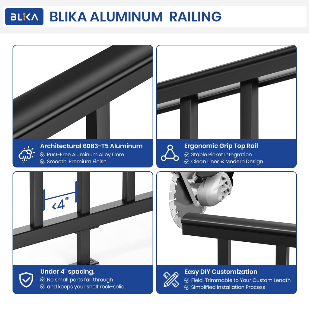 42 in H. x 4 ft W. Aluminum Deck Railing Kit with 45 in Post