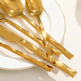 Gold Silverware Set, Luxury 40-Piece Flatware Set for 8, 18/10 Stainless Steel Cutlery Set with Diamond Cut Pattern