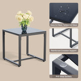 Gizoon 3 Pieces Patio Bistro Sets, Outdoor Rattan Conversation with Glass Table, Wicker Furniture Set with Cushion