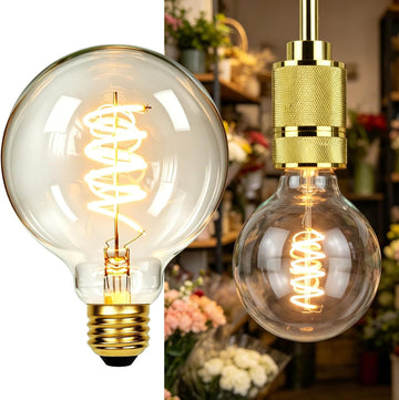Edison Bulb Led Bulb Vintage 4W Dimmable 110-130V 2000Kelvin Super Yellow Warm Decorative Light Bulb (G30 Spiral