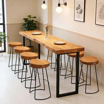 39.37in Bar Table, Solid Wood Narrow Counter Height Table, Industrial Kitchen Dining Table, for Coffee Shop, Living
