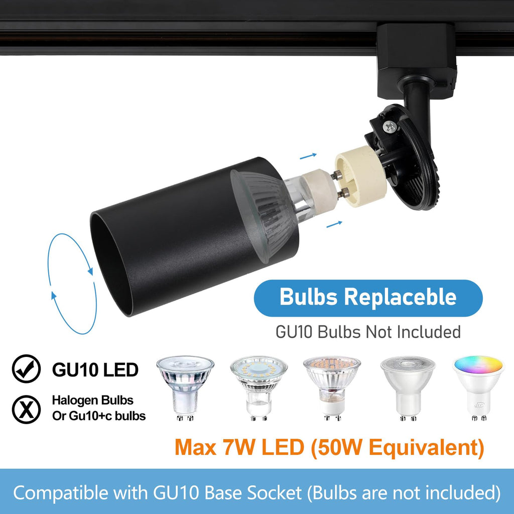 Plug in Track Lighting with Power Cord, GU10 Track Lighting Kit with Track Rail, Modern Kitchen LED Track