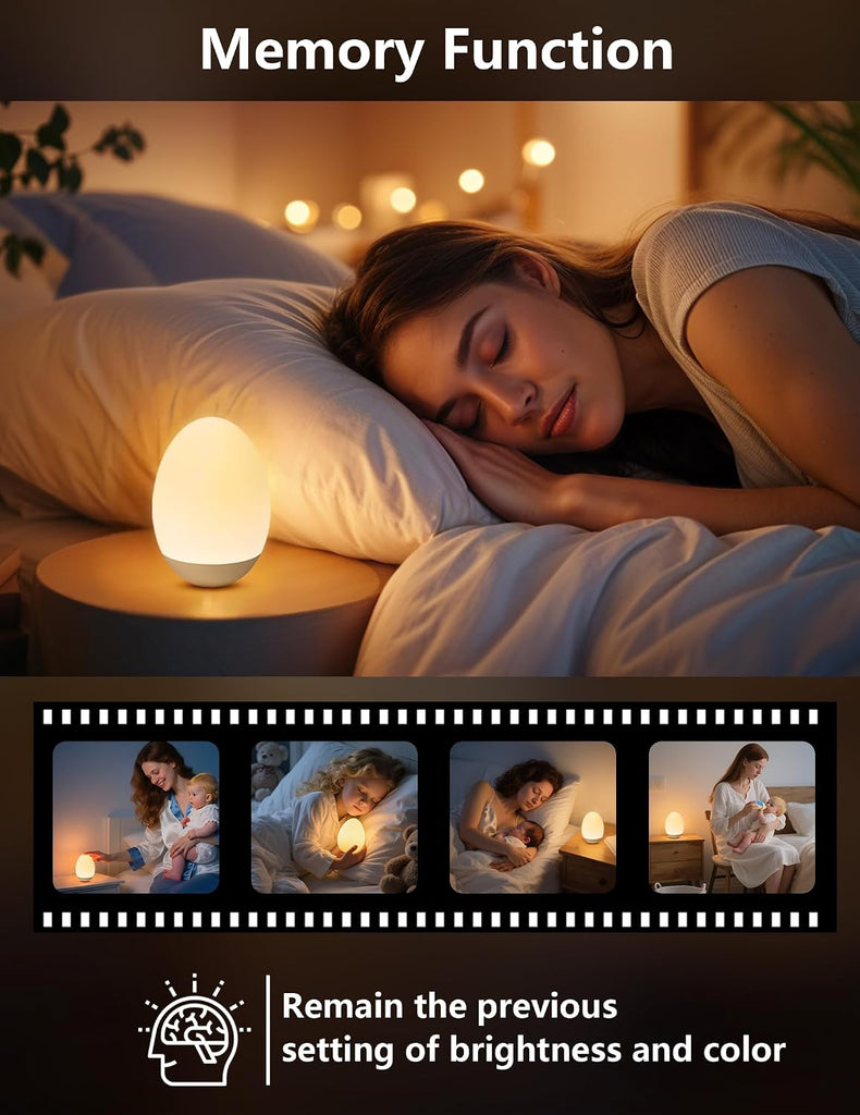 Egg Night Light : Rechargeable Baby Touch Lamp