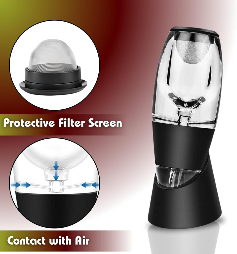Red Wine Aerator- Wine Pourer- Decanter- Premium Wine Aerator with Stand - Decanter Aerating Spout with Filter