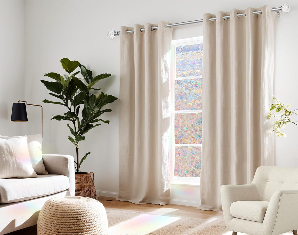 1 Inch Curtain Rod for Windows 32 to 58 Inch(2.6 to 4.8 ft), Silver Telescoping Decorative Drapery Rods with Acrylic