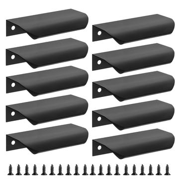 10 Pack 3.15" Black Edge Finger Pulls for Cabinets, Drawer Pulls