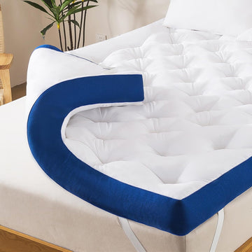 5 Inch Memory Foam Mattress Topper Queen for Back Pain, Filled with Flfuffy Soft Breathable Stuffing, Thick