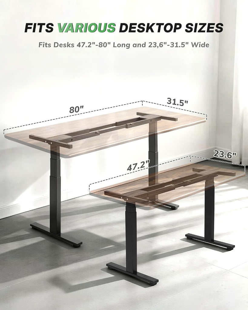 3-Stage Dual Motor Standing Desk Frame, 300 lb Capacity | Dual motors + 3-stage,300 lbs cap, Quiet heavy-duty for