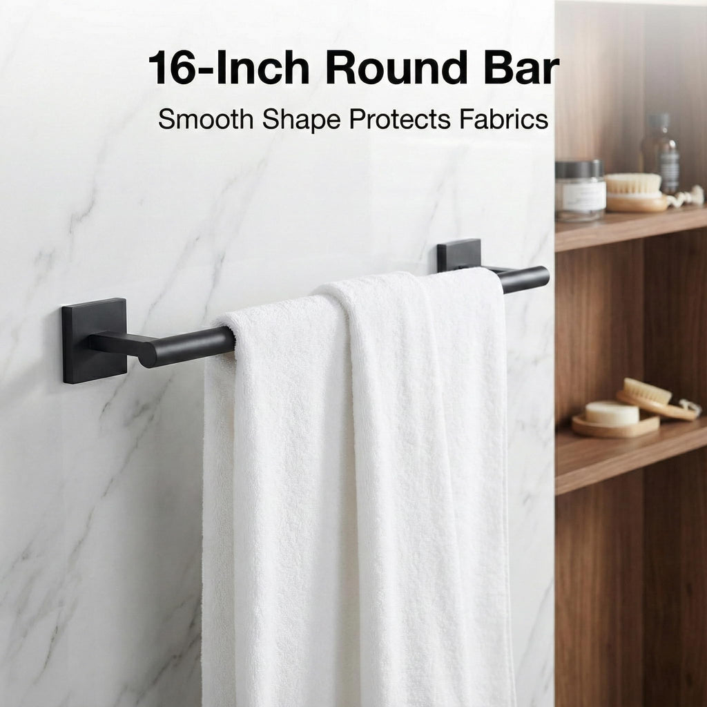 16 in 5-Piece Bathroom Hardware Set, Matte Black