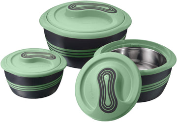 Insulated Casserole Dish with Lid 3 pc Set 2.6/2/1 qt. Hot Pot Food Warmer/Cooler -Thermal Soup/Salad Serving Bowl