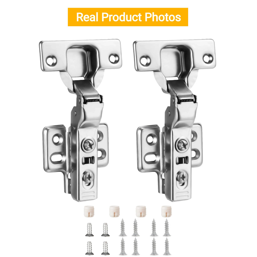 4Pcs Frameless Soft Close Half Overlay Cabinet Hinges