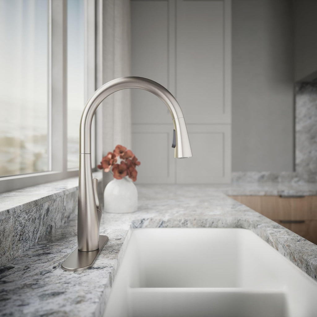 R43210-VS BevinTM Kitchen Sink Faucet with Pull Down Sprayer, Two-Function Sprayhead Kitchen Faucets, 1.5 GPM