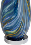 Euro Design Pablo Modern Table Lamp 27" Tall Swirling Multi Color Blue Hand Blown Art Glass Metal White Tapered Drum