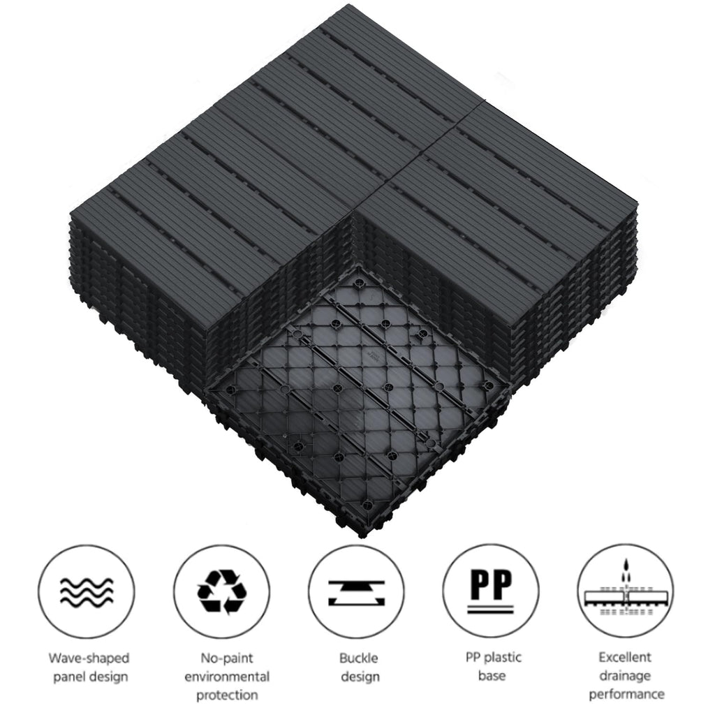 Interlocking Deck Tiles, 27 PCS Outdoor Patio Flooring, 12"x12" Interlocking Decking Tile Outdoor All Weather Use