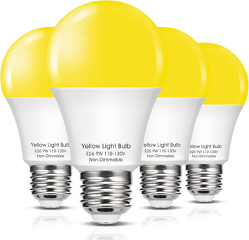 Yellow LED Bug Light Bulbs Outside, Amber Warm A19 LED 60W Equivalent Bulb