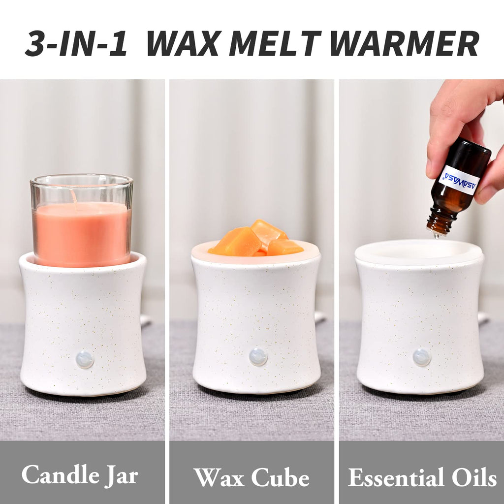 3 in 1 Ceramic Wax Melt Warmer with 4 Timer and Silicone Dish
