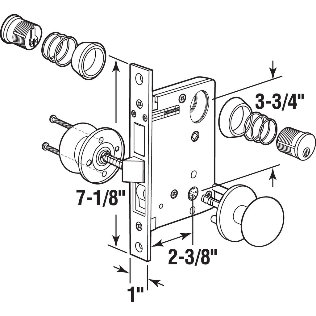 SE 27580 2-1/2 in. Backset, Entrance Mortise Lockset, Wrought Solid Brass, Right Handed (Single Pack)