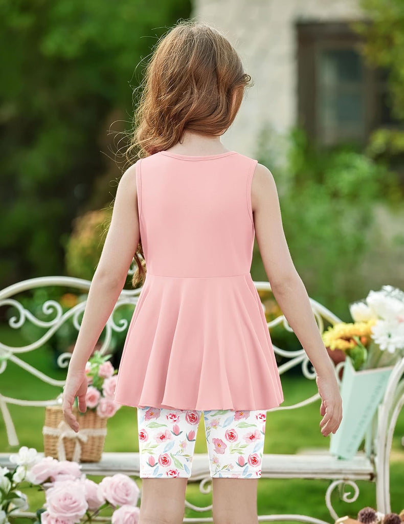Toddler Girl Summer Clothes Sleeveless Top Dress Bike Shorts Set