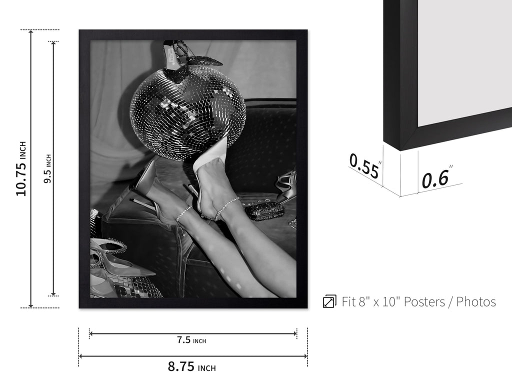 Master High Heels on Disco Ball - Disco Print - Fashion Illustration - Shoe Illustration - Black and White Art