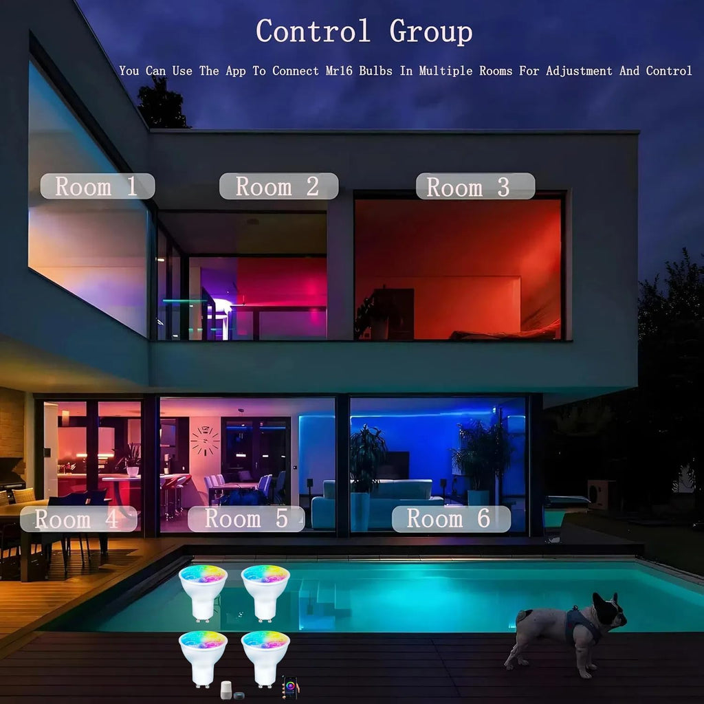 Smart Gu10 LED Bulbs Dimmable Color Changing,Gu10 RGB Bulb, WiFi & Bluetooth LED Bulb Work With Alexa Google