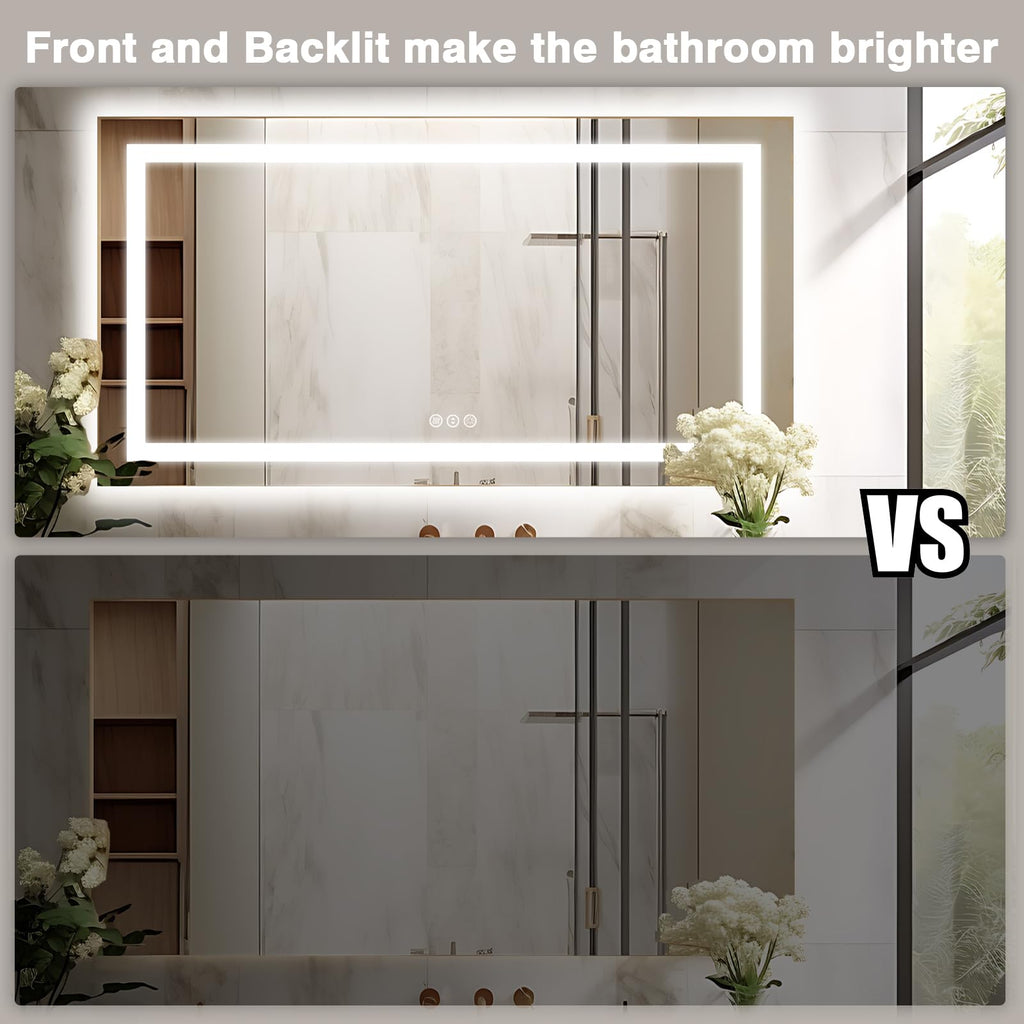 72"x40" Large LED Bathroom Mirror with Lights
