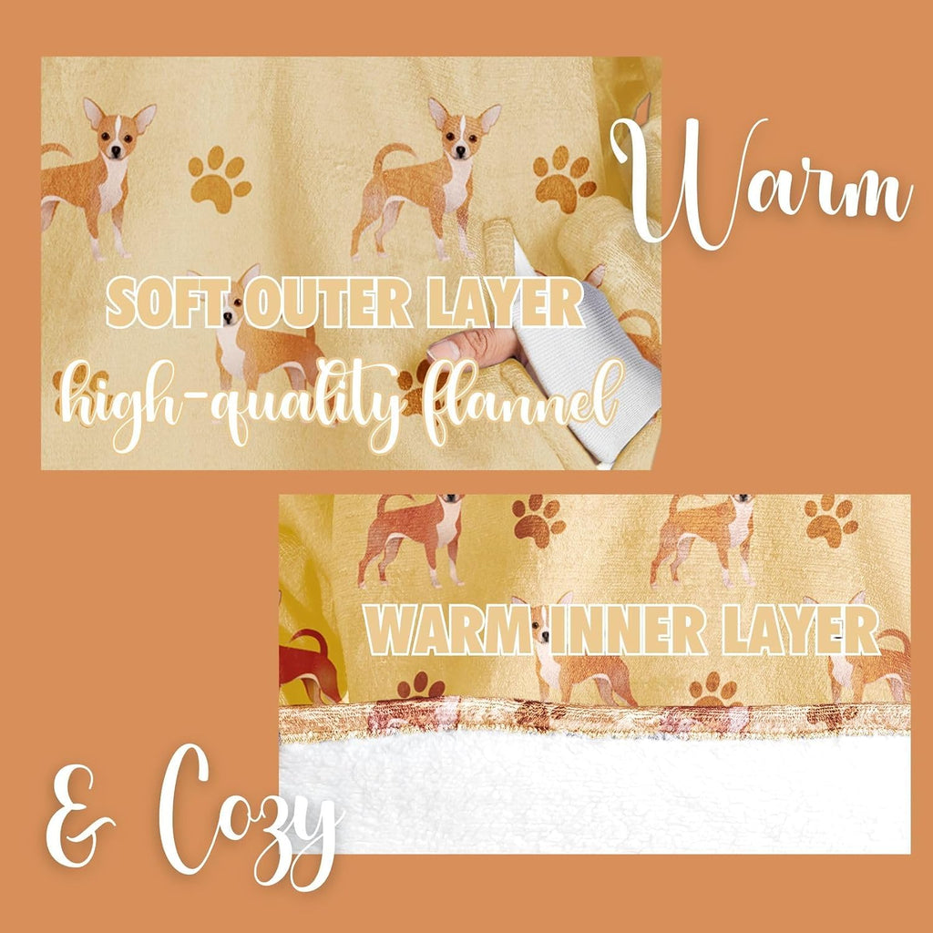 Chihuahua Gifts for Women & Men, Chihuahua Themed Wearable Flannel Blanket Hoodie, Oversized Hooded Sweatshirt, One