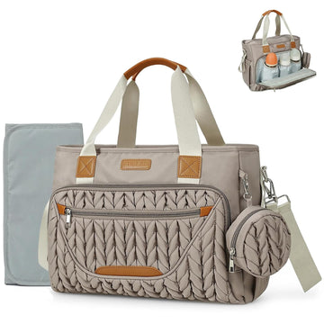 Diaper Bag Tote, Baby Shower Gifts for Mom Set (Brown Taupe)