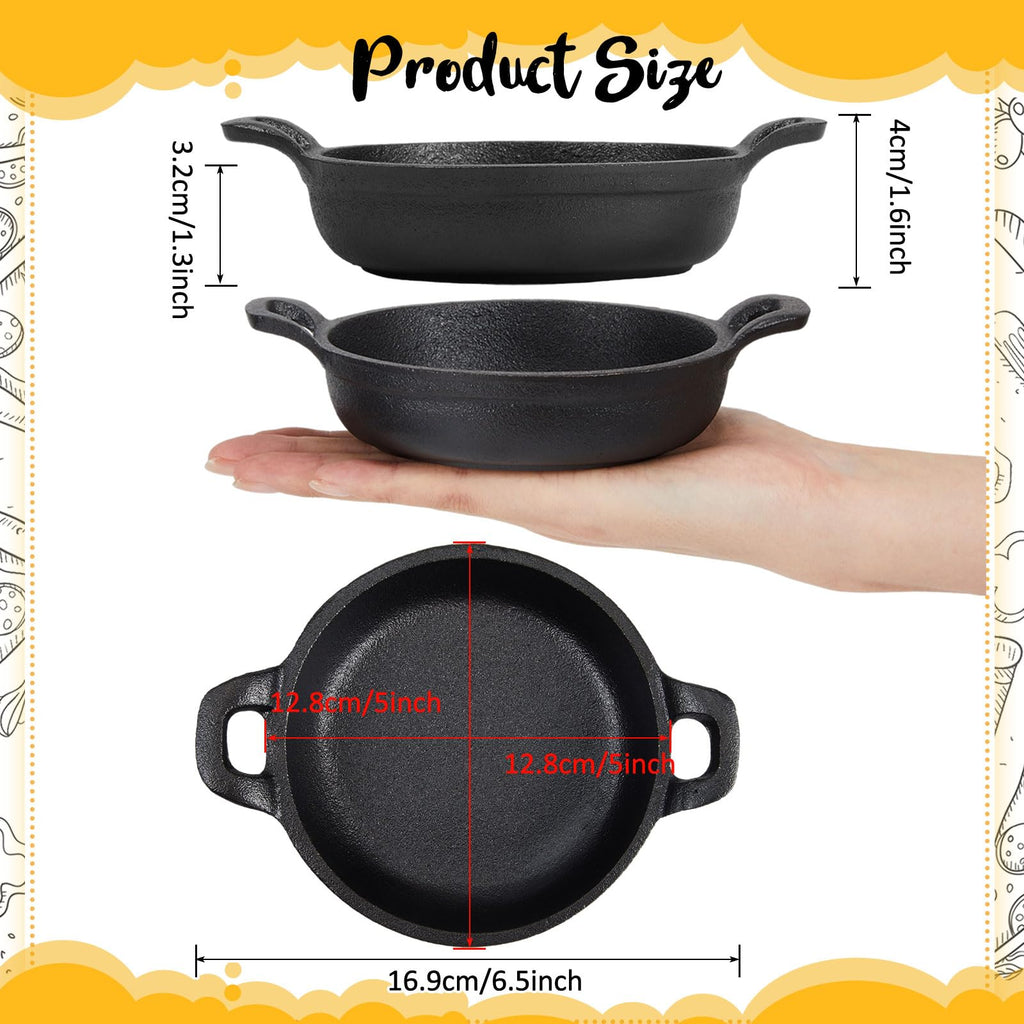 1 Pack Mini Cast Iron Skillets 5 x 5 x 1.3 Inch Pan Ramekin Set