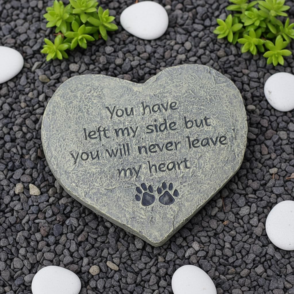 Pet Memorial Stone - You Have Left My Side But You Will Never Leave My Heart - Paw Prints Bereavement Memorial Gift