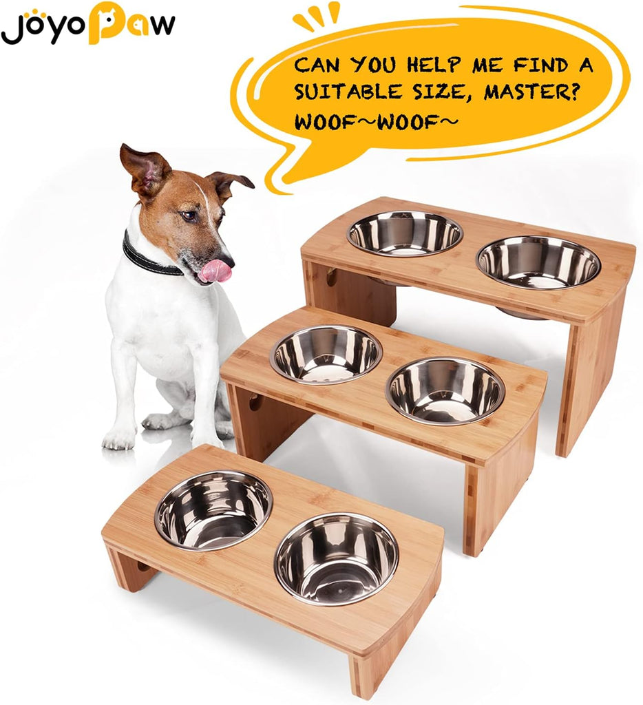 Elevated Dog Bowls, Bamboo Raised Dog Bowl Stand (7" Tall)