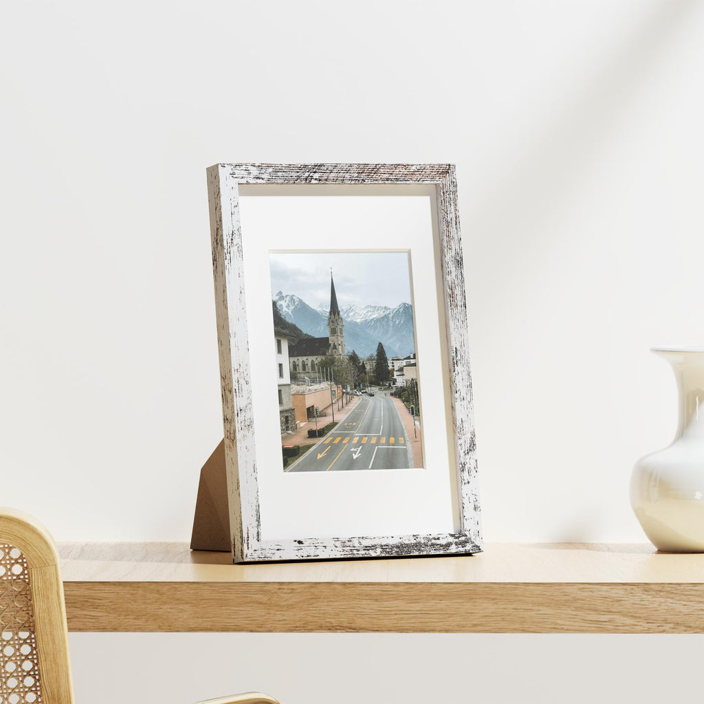 8x12 Picture Frames Set of 9, Wall & Tabletop, Distressed White