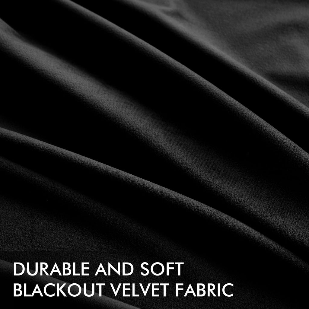 Black Velvet Curtains 96 Inches Long 2 Panels