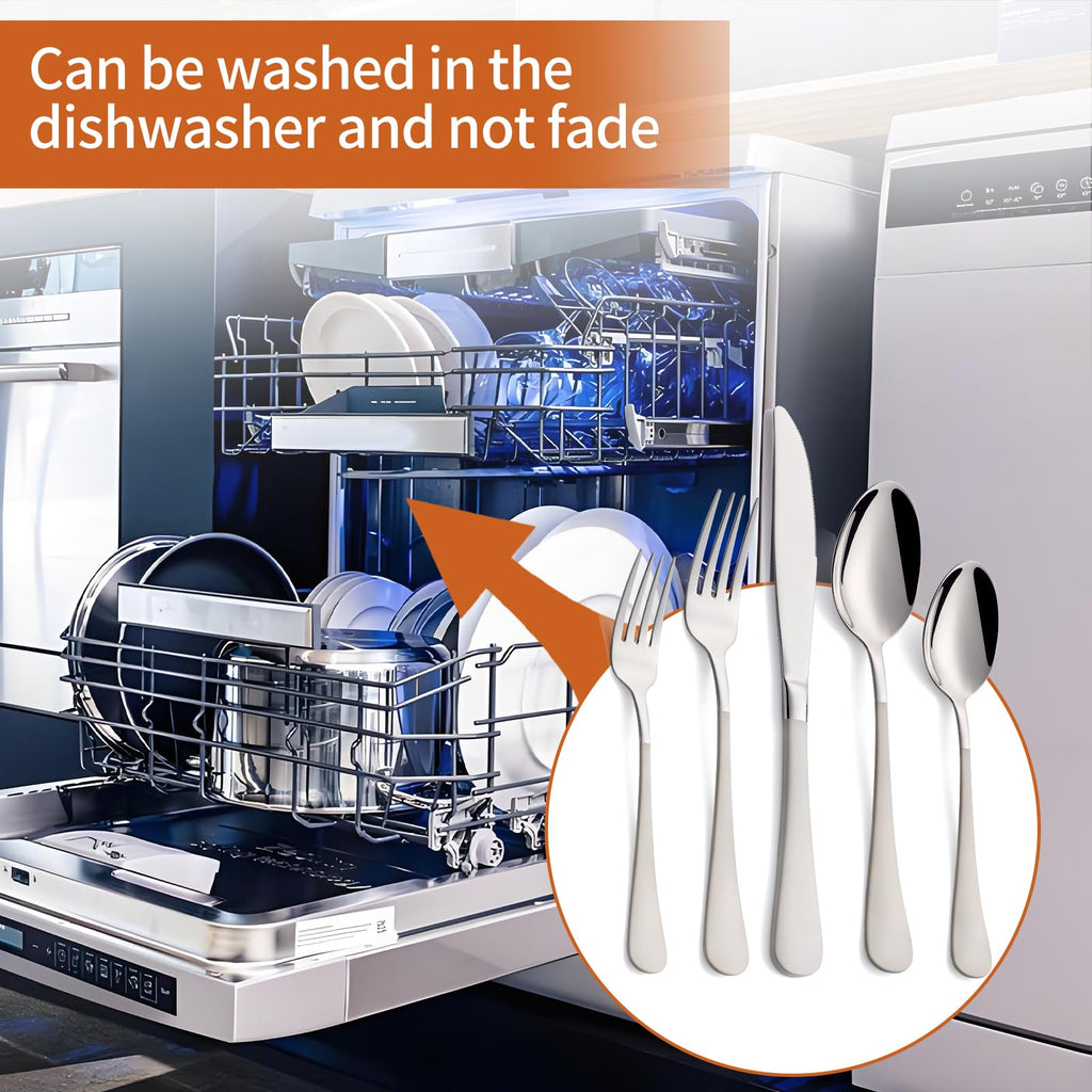 20 Piece Cream Grey 18/0 Flatware Utensil Set for 4, Include Dinner Knife, Dinner Forks, Dinner Spoons, Salad