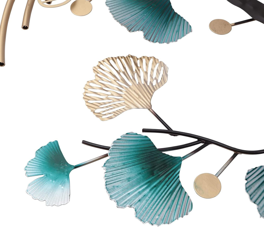 3D Ginkgo Leaf Wall Decor, Metal Wall Art Decor 3D Ginkgo Tree Leaf Metal Wall Decoration Large Modern Metal Wall