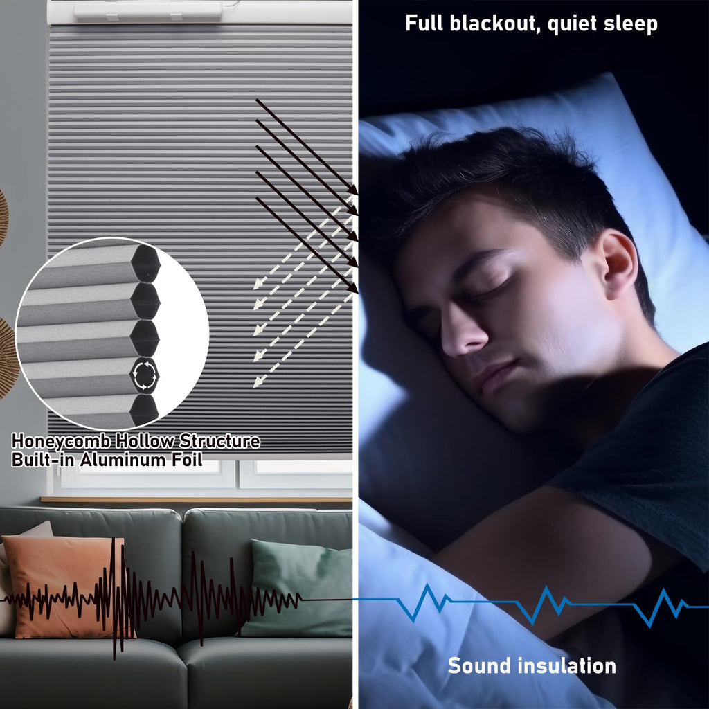 Motorized Blackout Cellular Shades Customized Size Thermal Insulation Window Blinds, Honeycomb Blinds, Club
