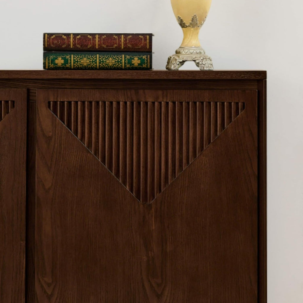Narrow Sideboard Buffet Storage Cabinet with Solid Wood Doors | Mid Century Modern Accent Credenza Cabinet; Media